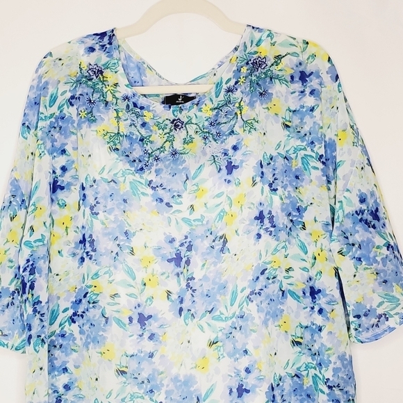 Jason Wu Embroidered Floral Blouse And Cami Size M Sheer Loose Flowy Top Beaded - Picture 16 of 16